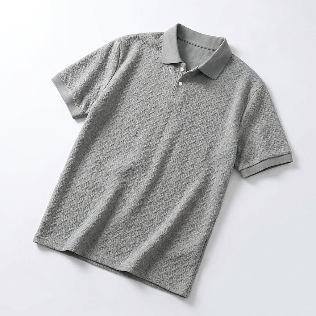 Men's cable knit polo shirt with textured knit finish