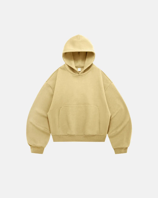 Plain boxy fit hoodie with hood, long sleeves and front kangaroo pocket