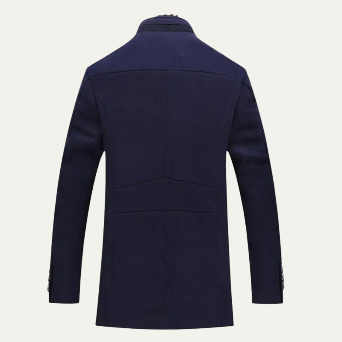 Men's structured trench coat with stand collar, button front and checked trim