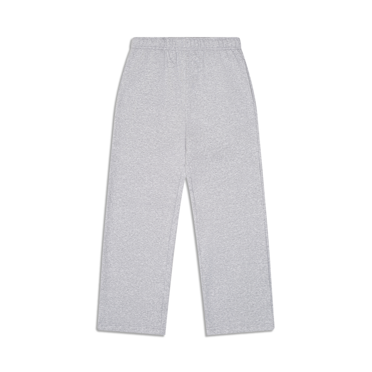 Light grey wide-leg sweatpants with an elastic waistband