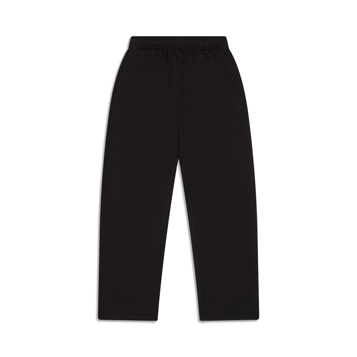 Black fleece sweatpants with a casual full-length cut