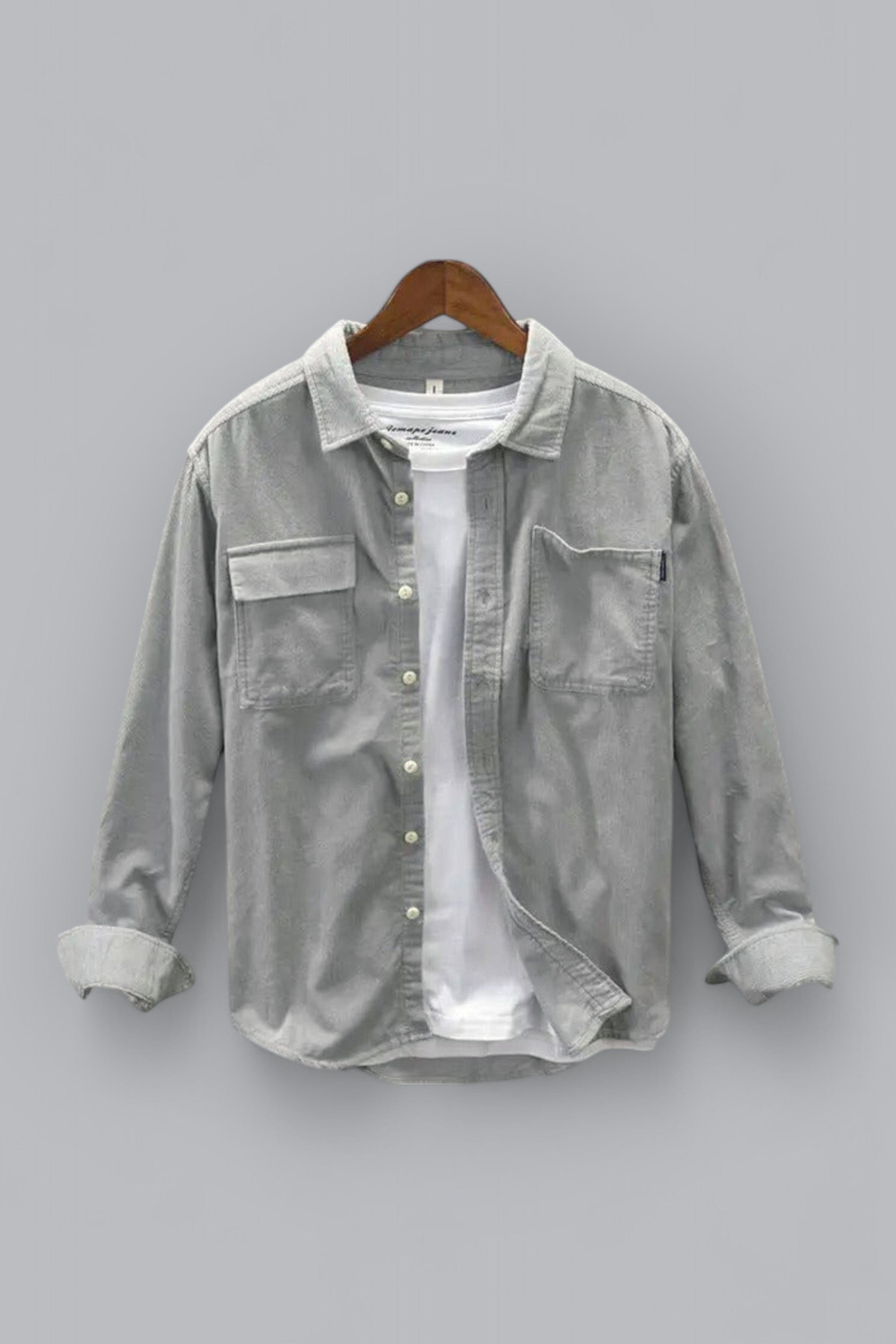 Men's Soft Cotton Shirt, 100% Cotton Button-Up Casual Shirt with Relaxed Fit in Neutral Tones