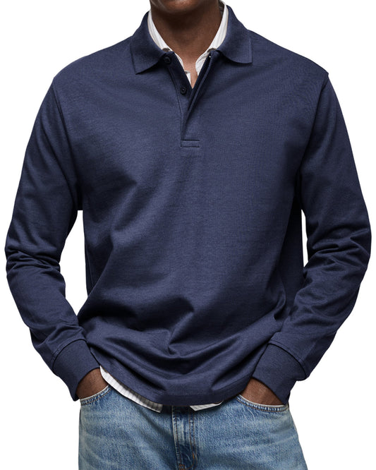 Men's Long Sleeve Polo Shirt, Casual Slim Fit Collared Polo for Everyday Wear
