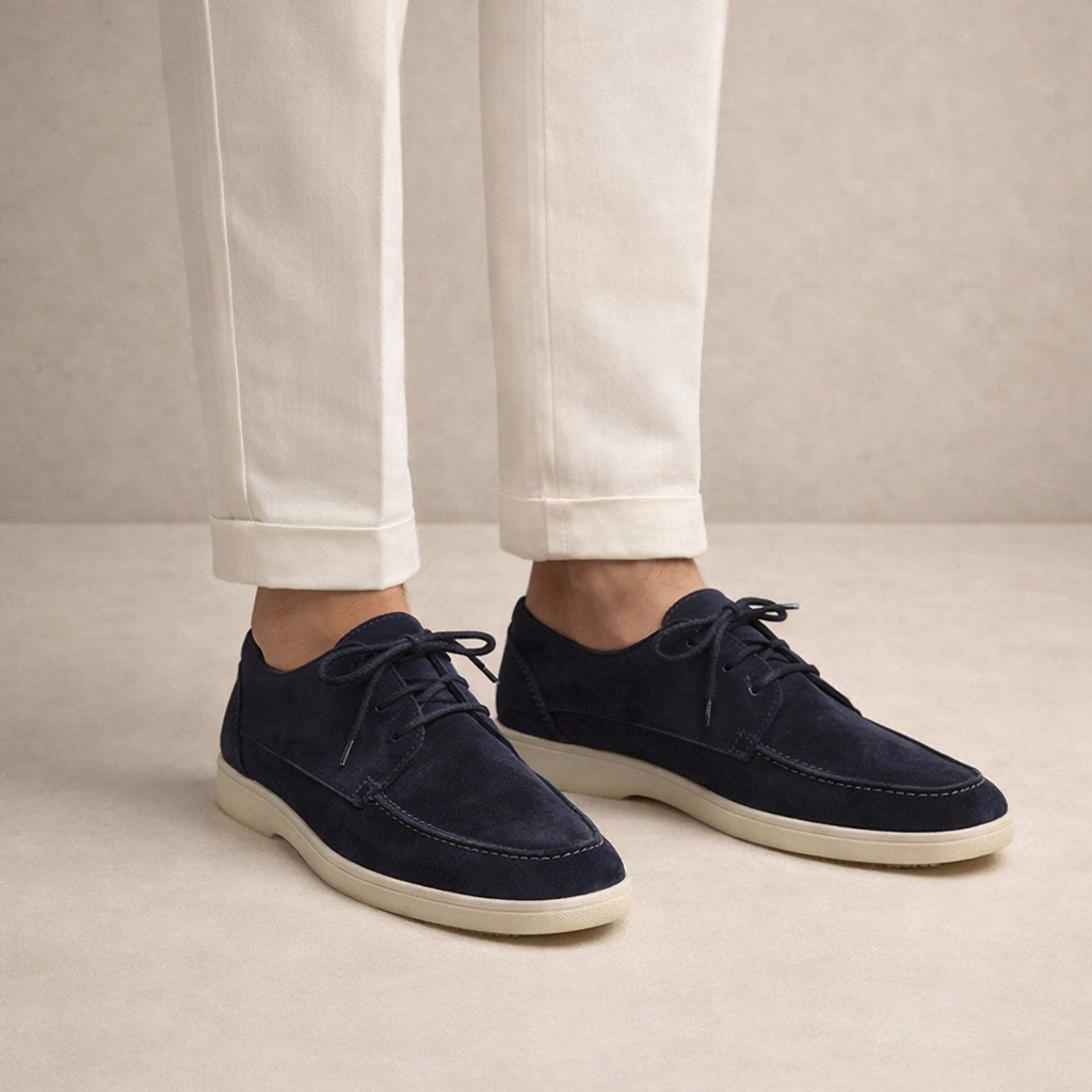 Men's lace-up loafers with moc toe and light sole