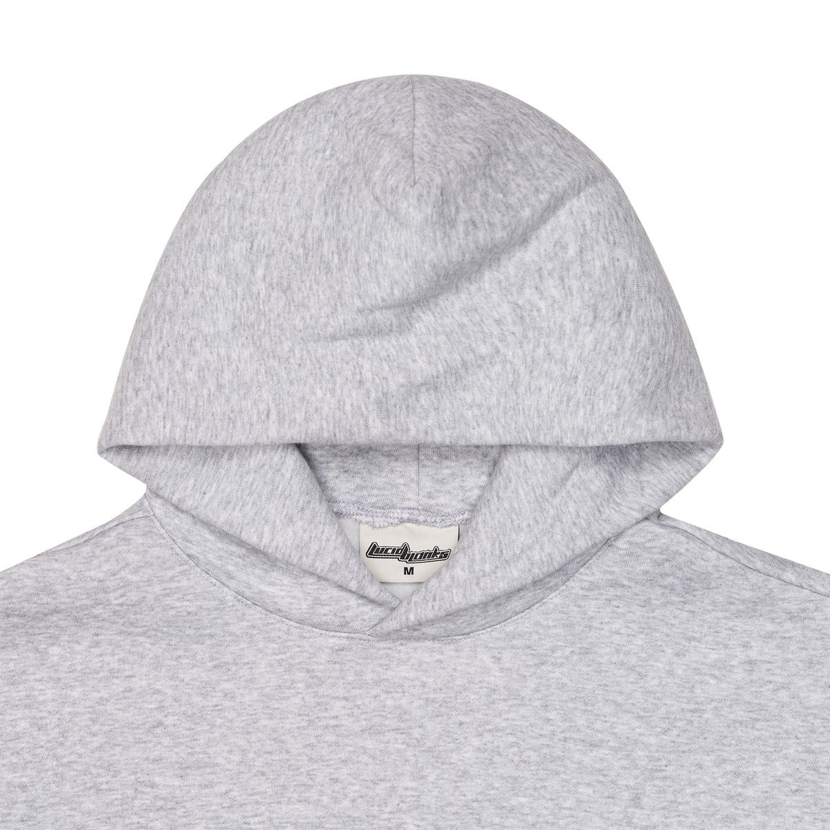 Grey unisex hoodie with a hooded neckline and long sleeves