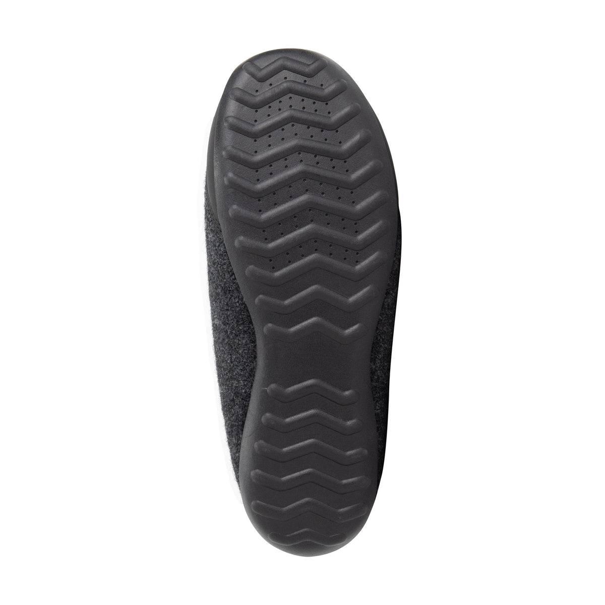 Dark grey unisex house slippers with toggle fastening and textured black soles