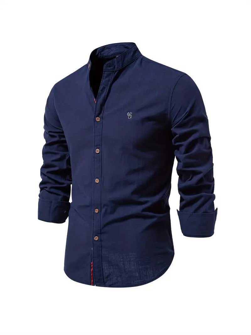 Men's Slim Fit Cotton Shirt, Breathable Button-Front Casual Shirt for Spring and Summer Wear