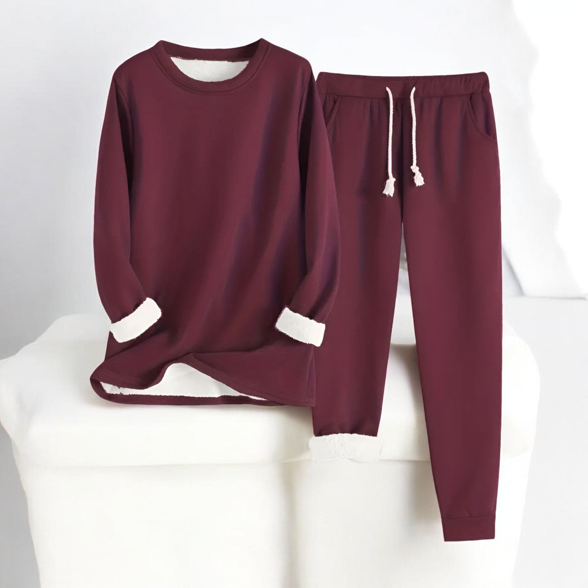 Unisex lounge set with crew neck sweatshirt and drawstring jogger trousers