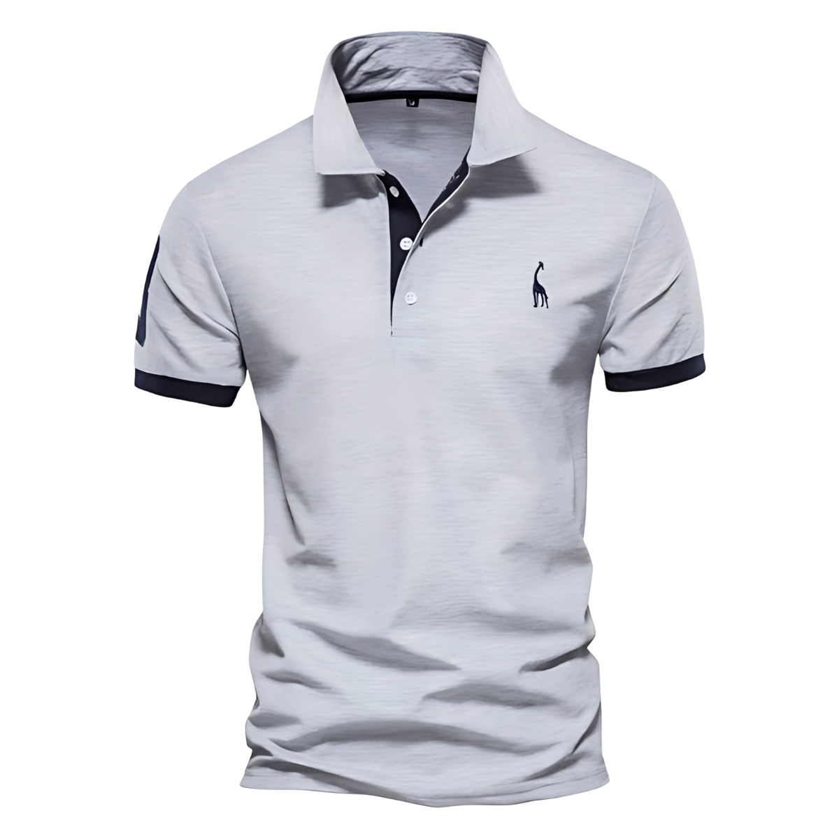 Men's Short Sleeve Polo Shirt, Contrast Collar Embroidered Casual Smart Polo
