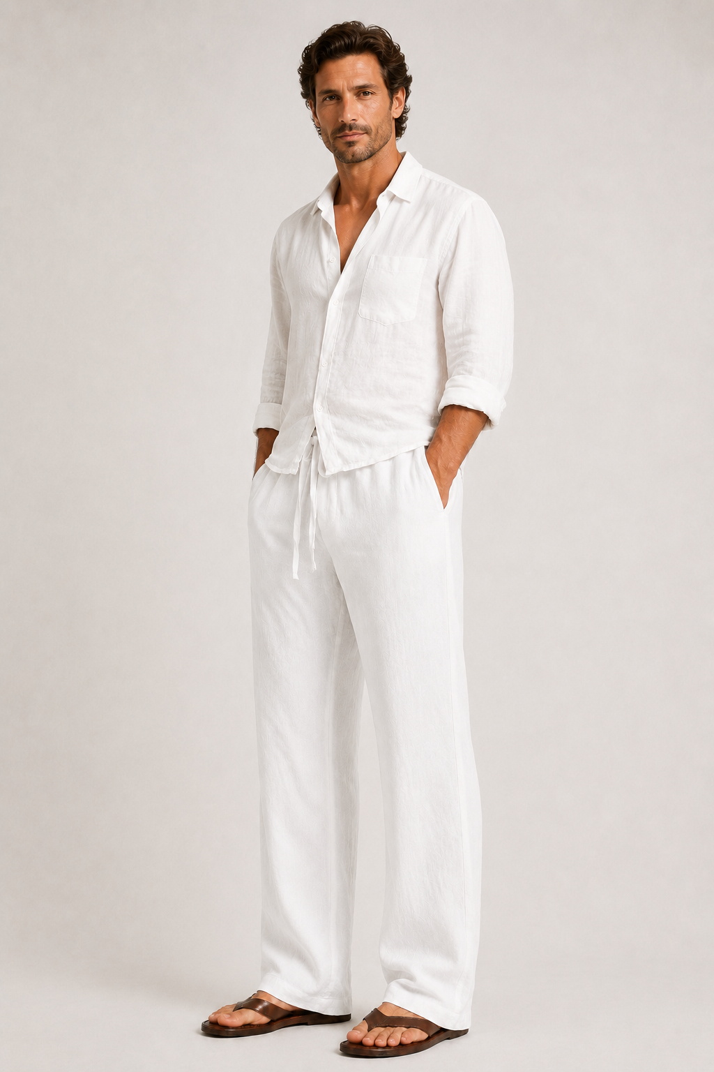 Men's Linen-Cotton Relaxed Summer Trousers
