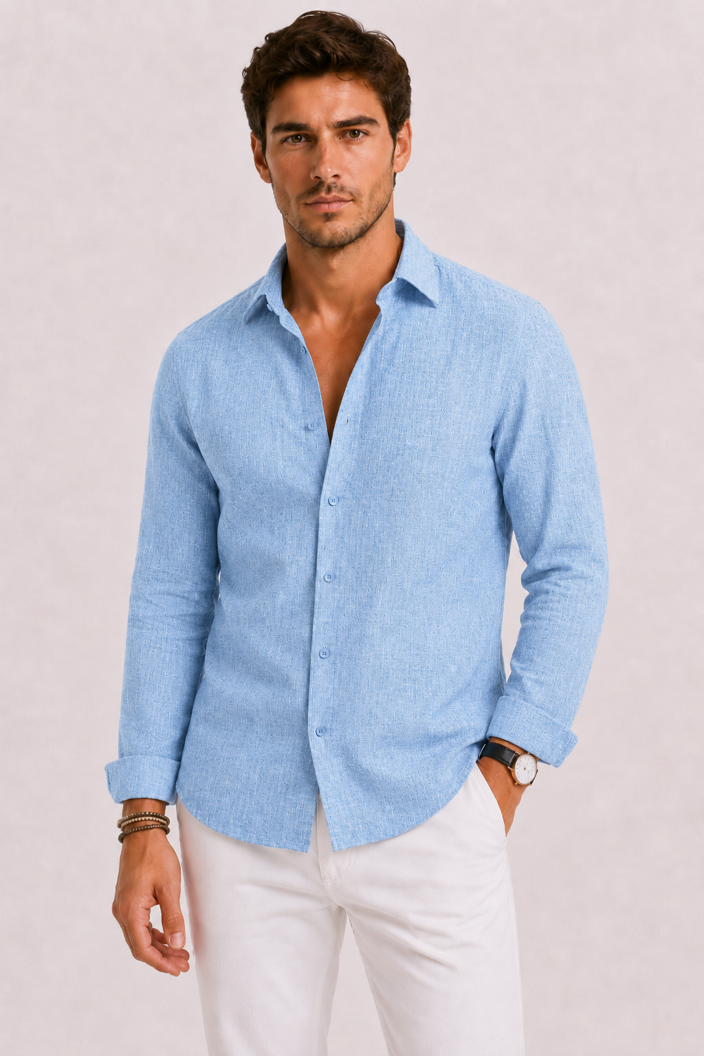 Men's Long-Sleeve Linen Shirt