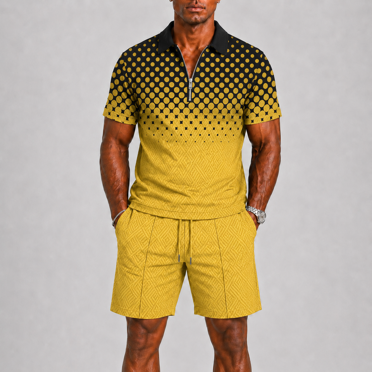 Men's Summer Set with Zip Polo and Shorts
