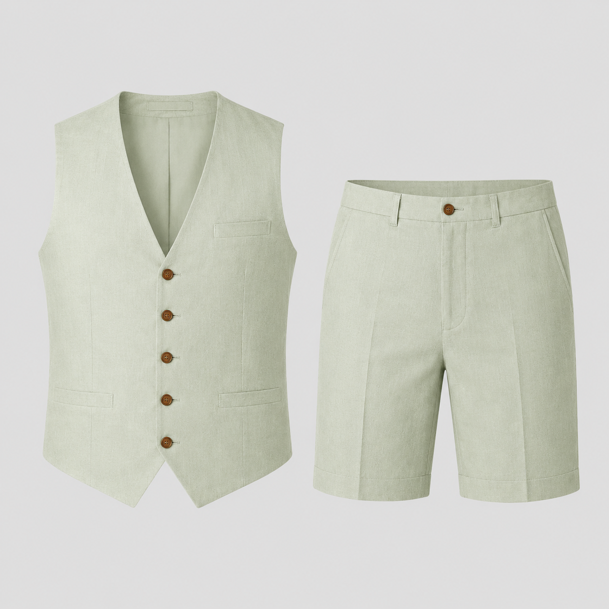 Men's Linen Set with Waistcoat and Shorts