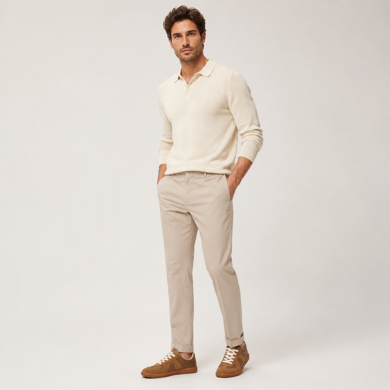 Men's low-top lace-up sneakers with contrast panel detailing