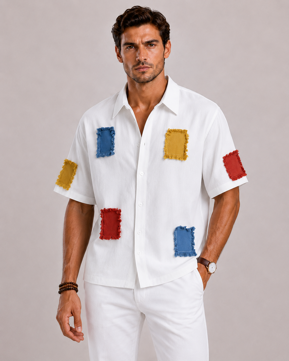 Men's Shirt with Patchwork Details
