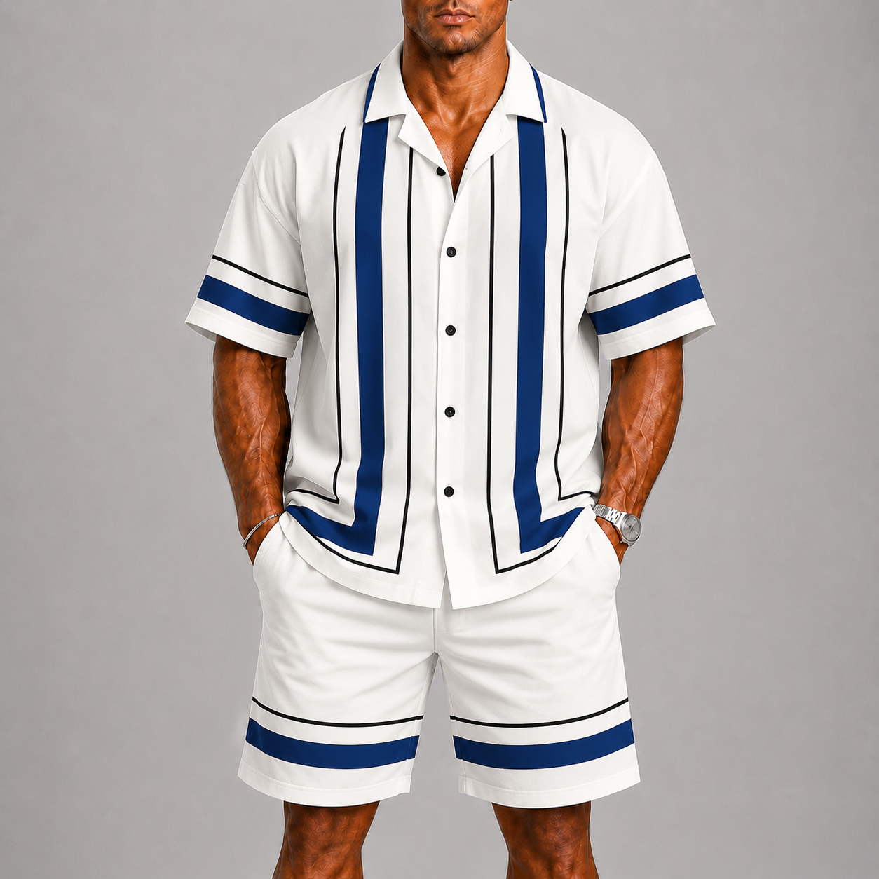 Men's Summer Set with Geometric Print
