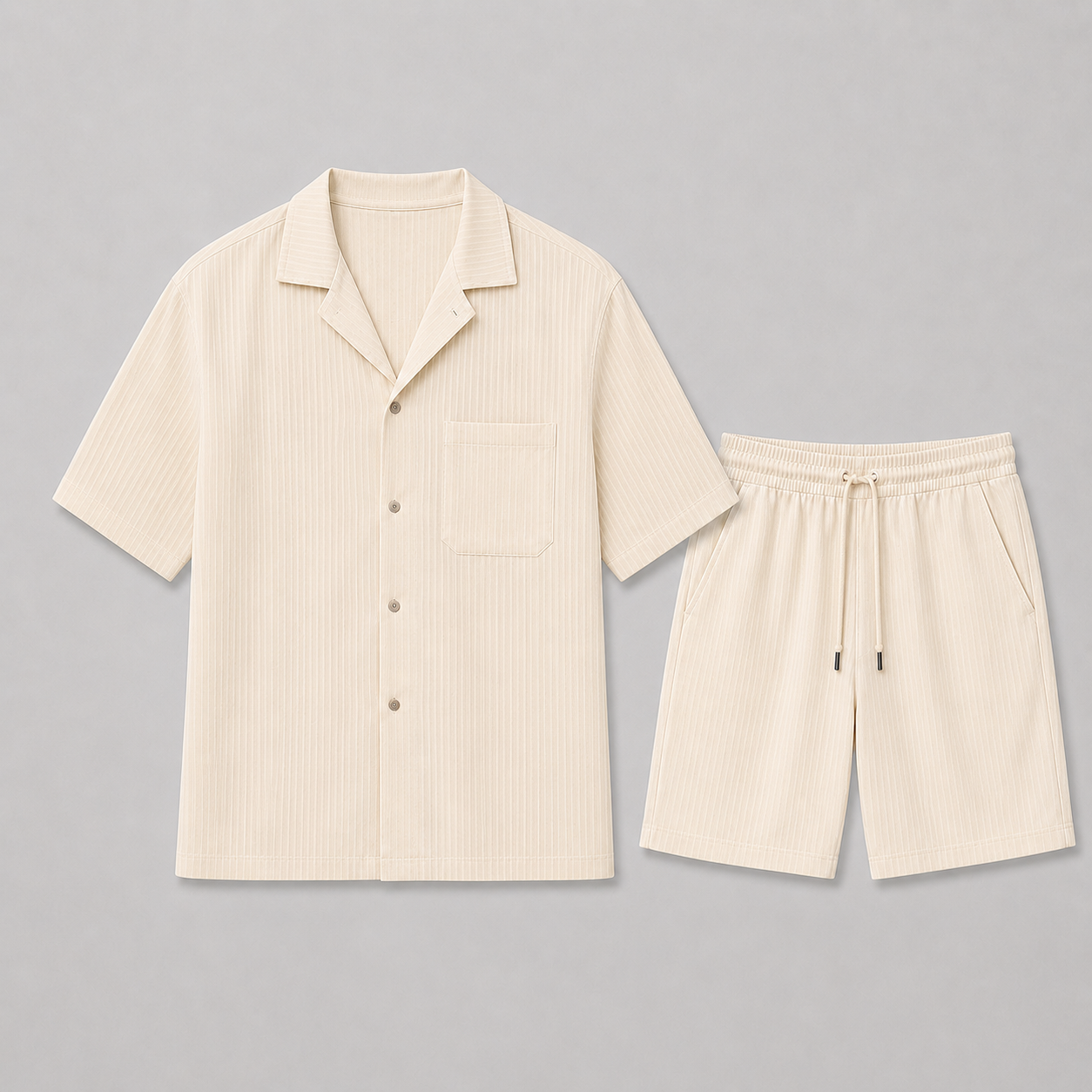 Men's Summer Set with Open Collar and Shorts