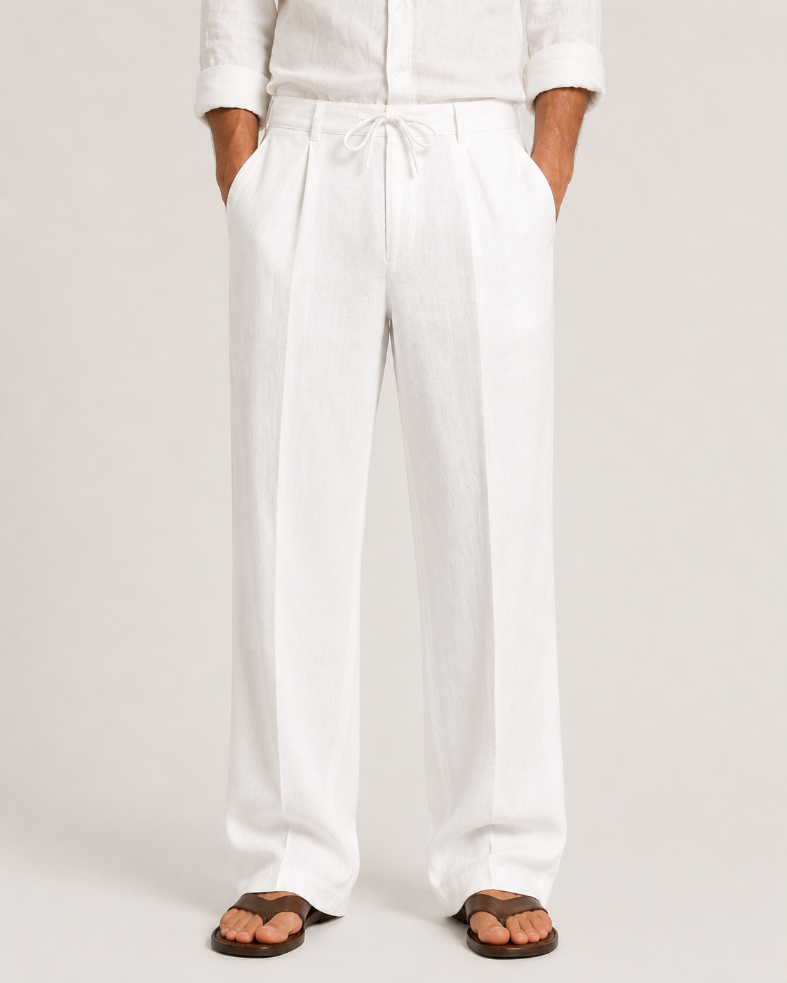 Men's Linen Trousers with Drawstring Waist