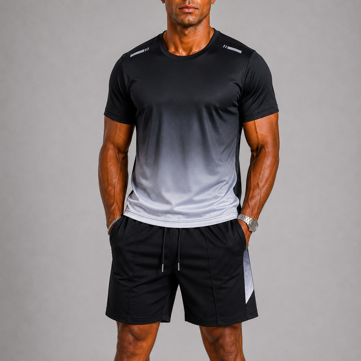 Men's Quick-Dry Sportswear Set with Gradient Print