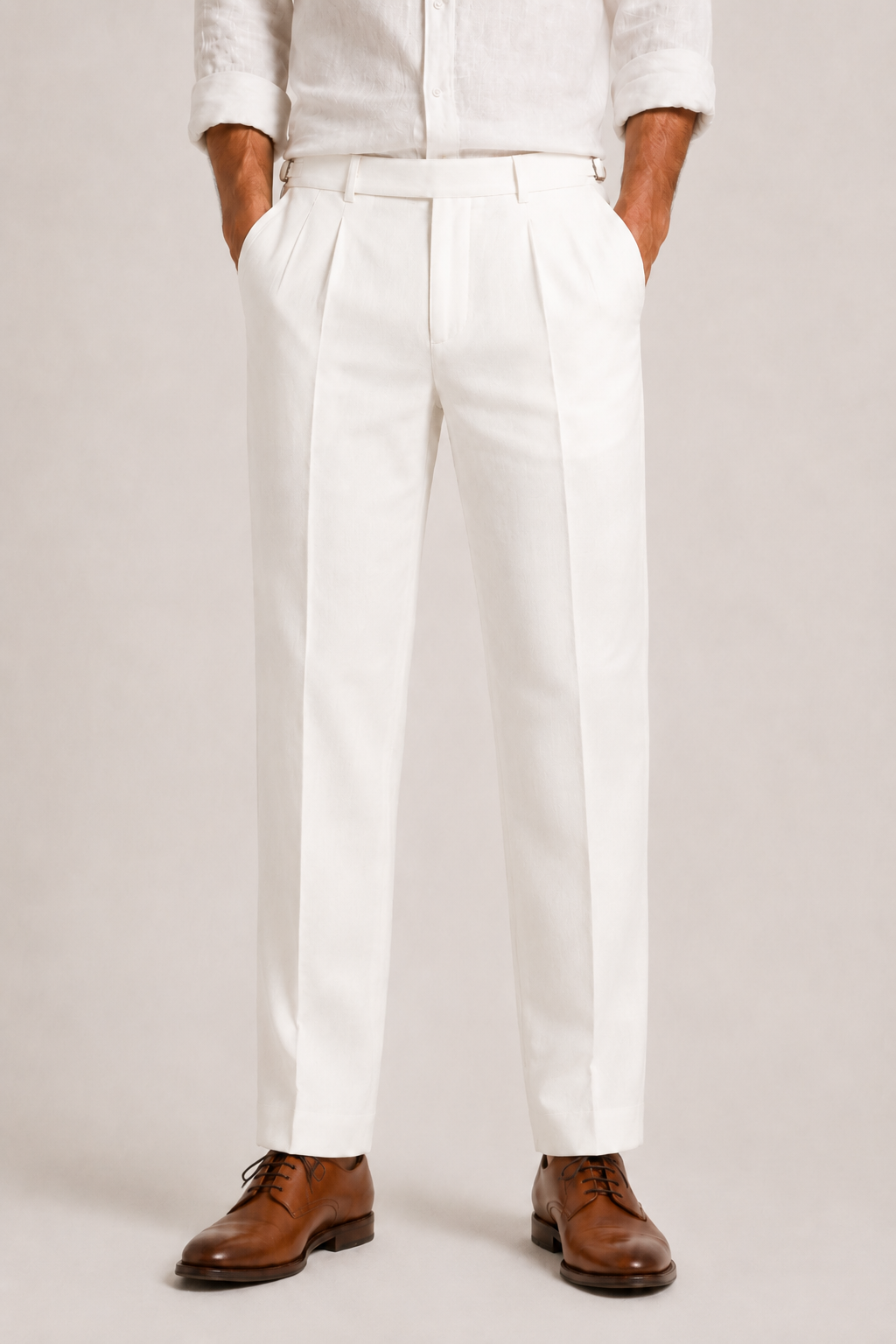 Men's Linen Trousers with Double Pleat