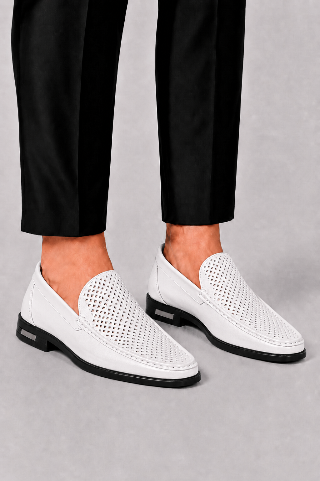 Men's Leather Moccasins with Perforation Detail