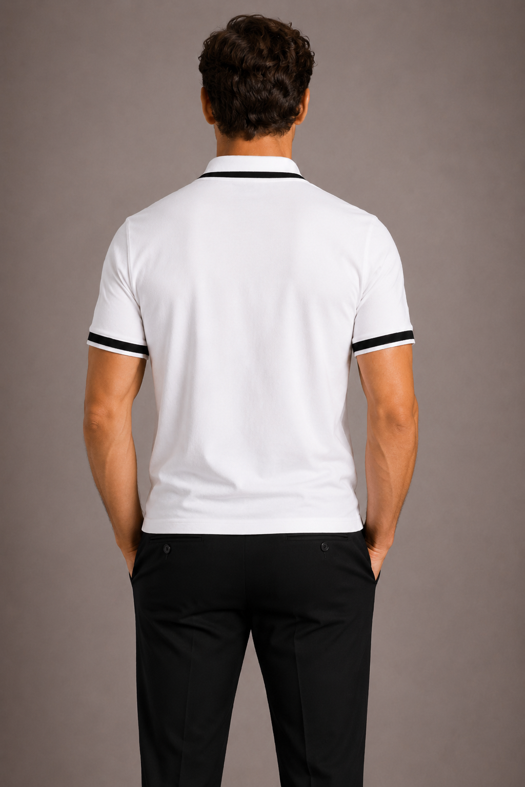 Men's Polo with Contrast Trim Detail