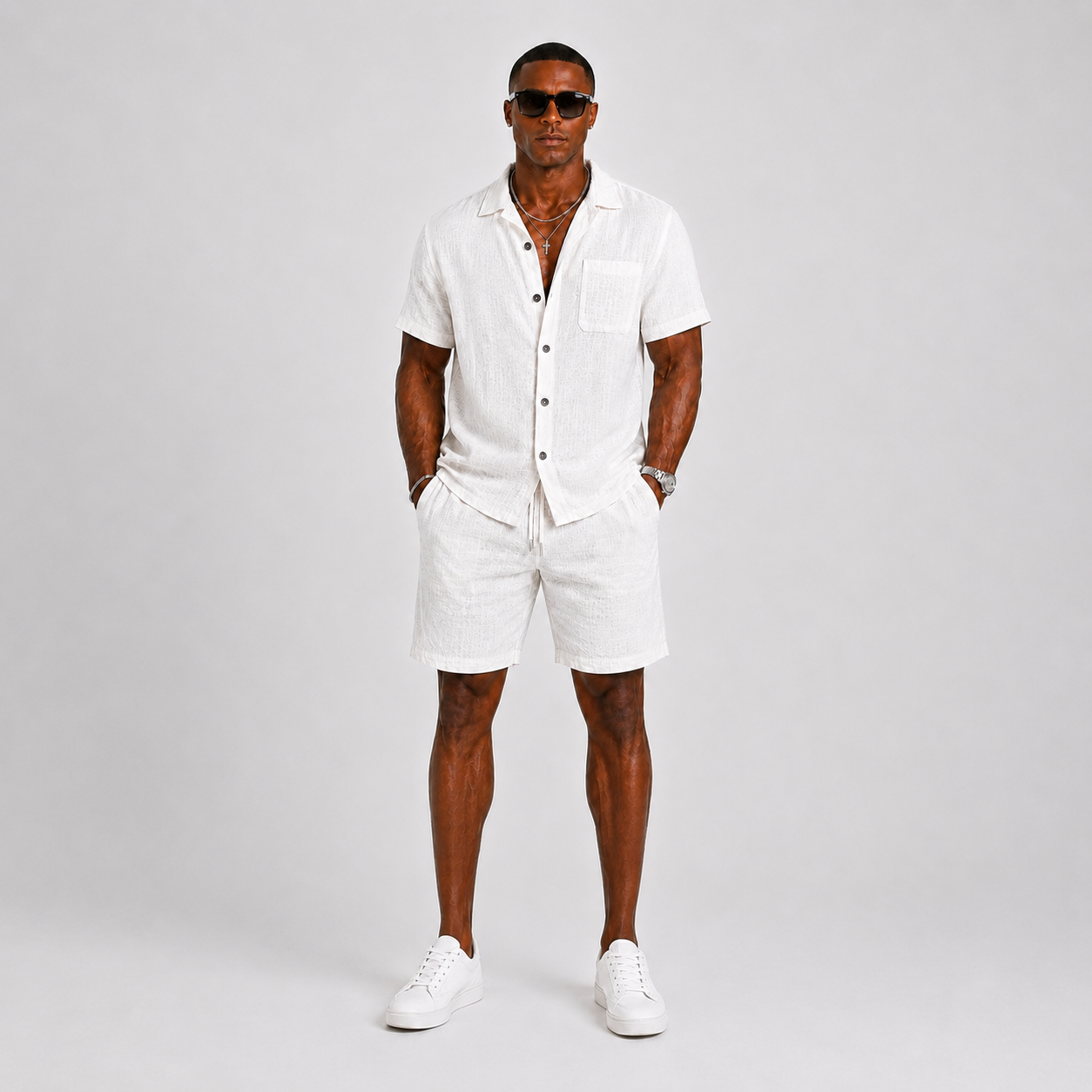 Men's Linen Shirt and Shorts Set