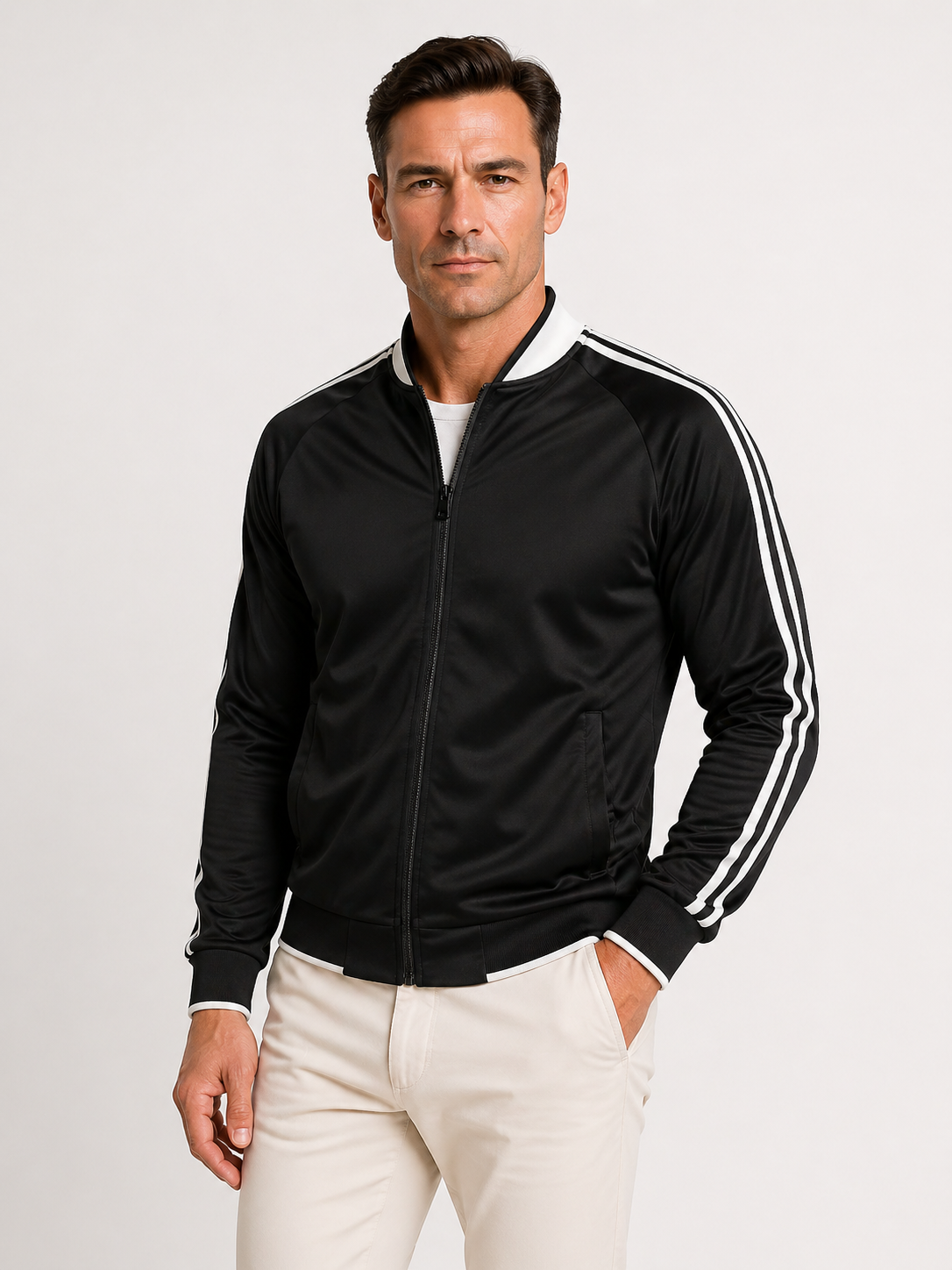 Men's Polyester Sports Jacket with Baseball Collar