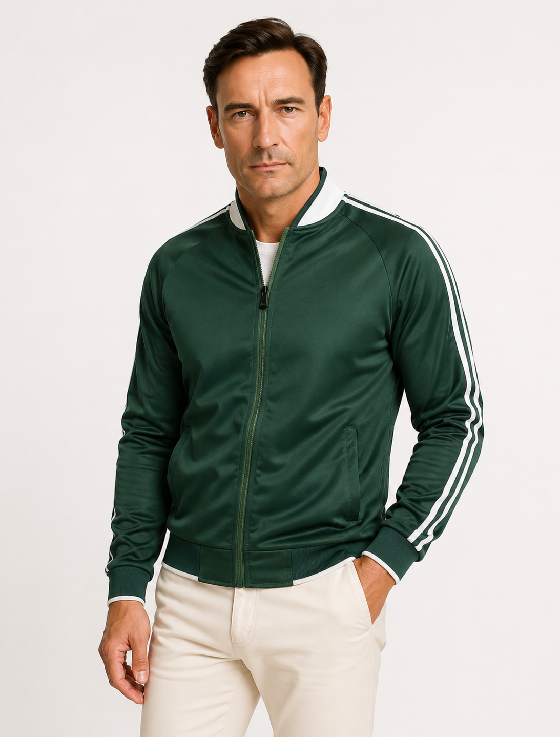 Men's Polyester Sports Jacket with Baseball Collar