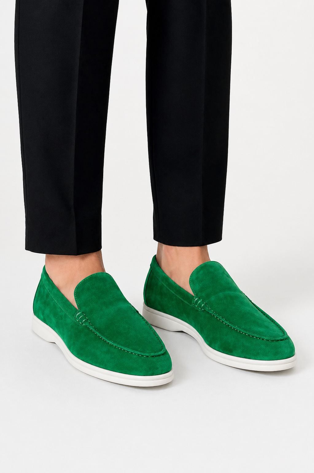 Men's slip-on loafers with moc toe stitching and low soles