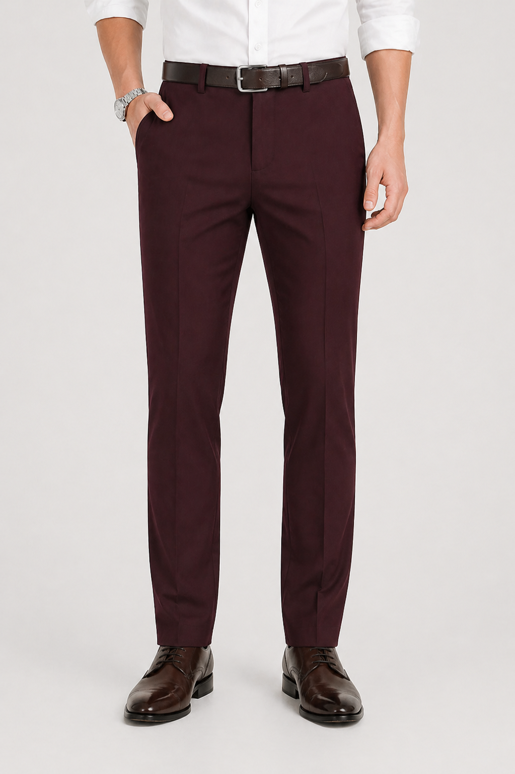 Men's Stretch Trousers with Elasticated Waist and Classic Cut