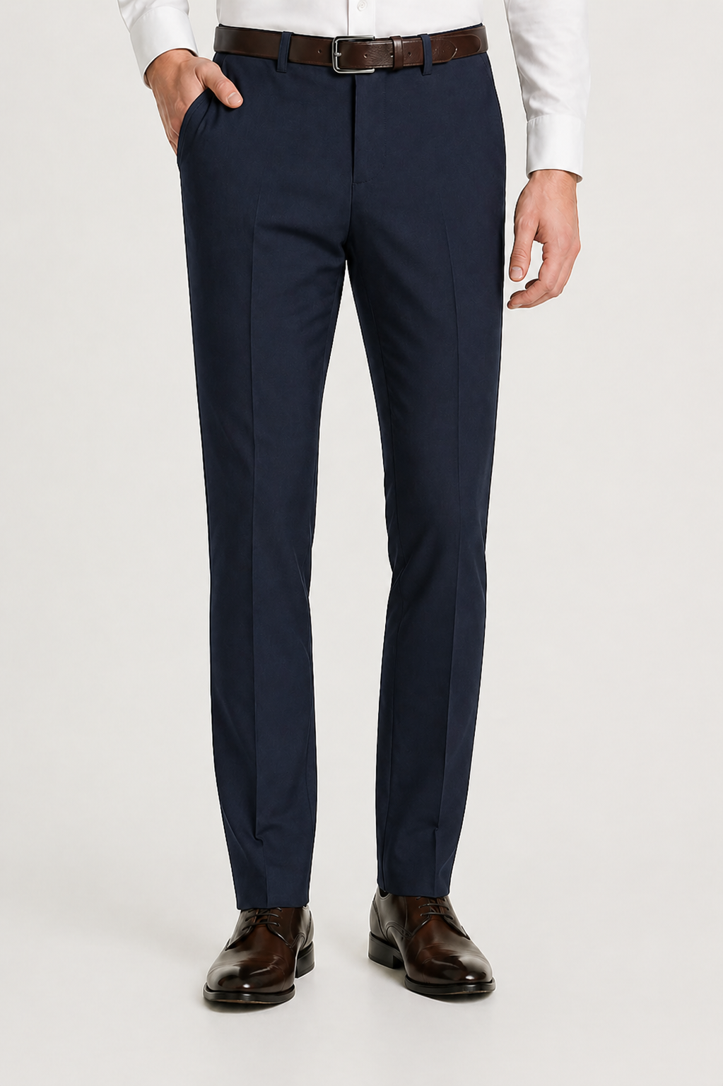Men's Stretch Trousers with Elasticated Waist and Classic Cut