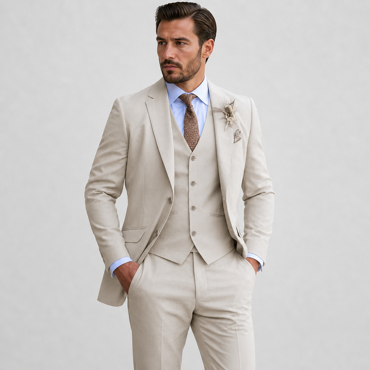 Men's Slim-Fit Three-Piece Suit