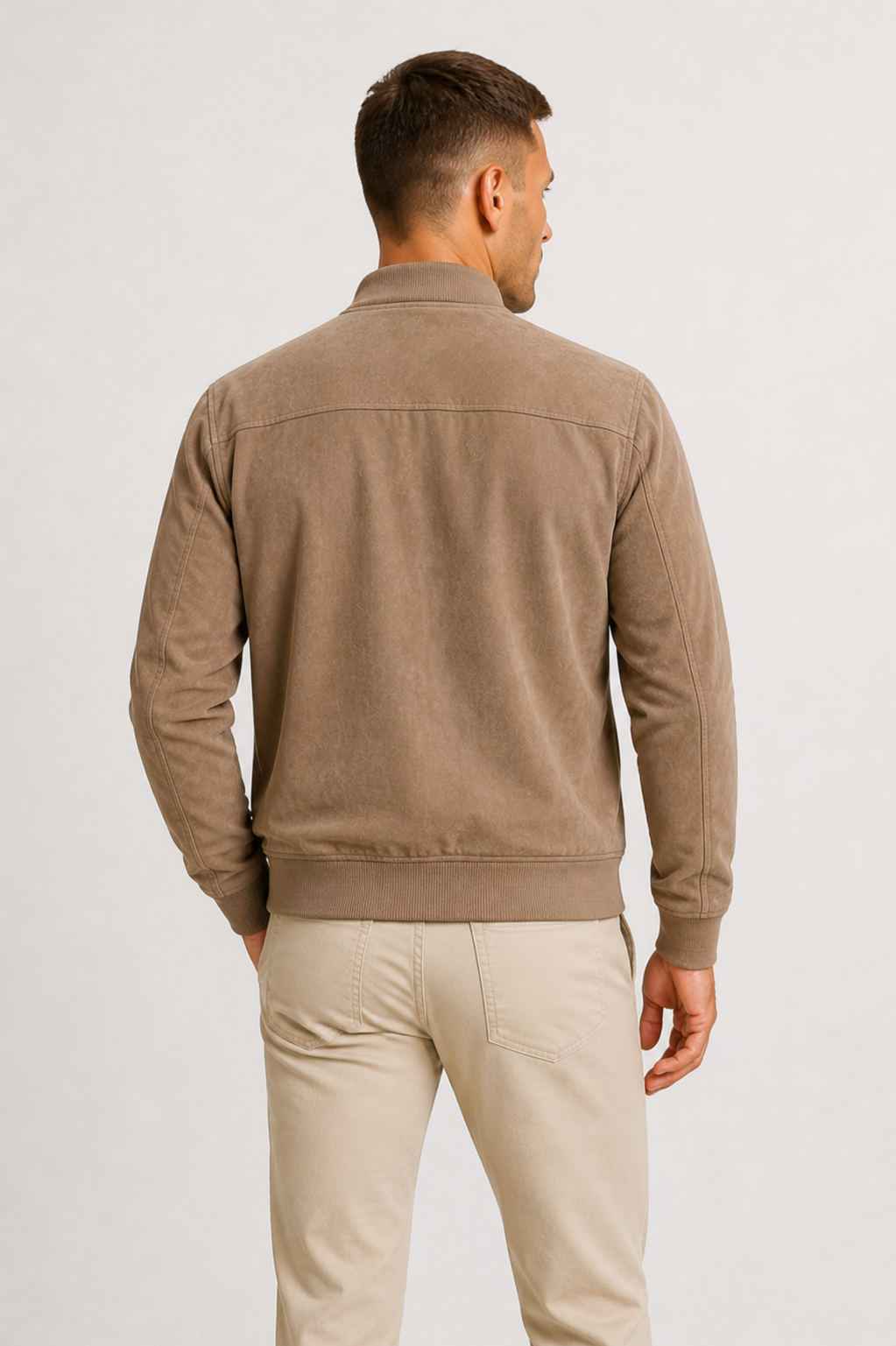 Men's Slim-Fit Suede-Look Bomber Jacket