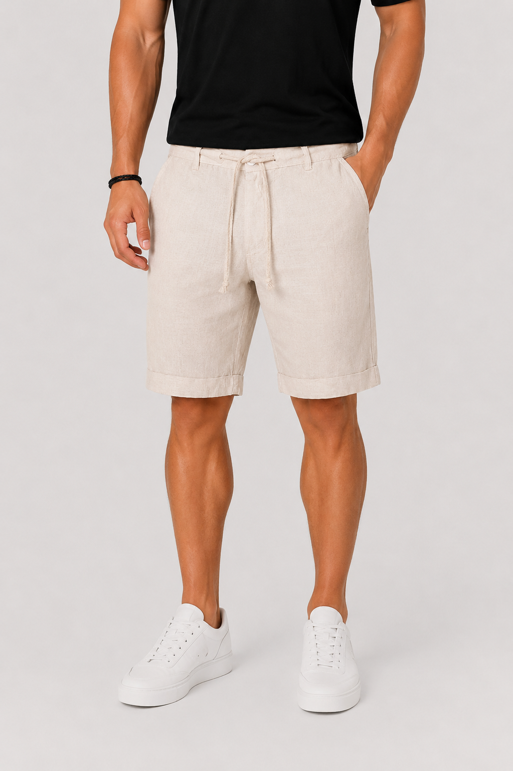 Men's Linen Shorts with Drawstring Waist