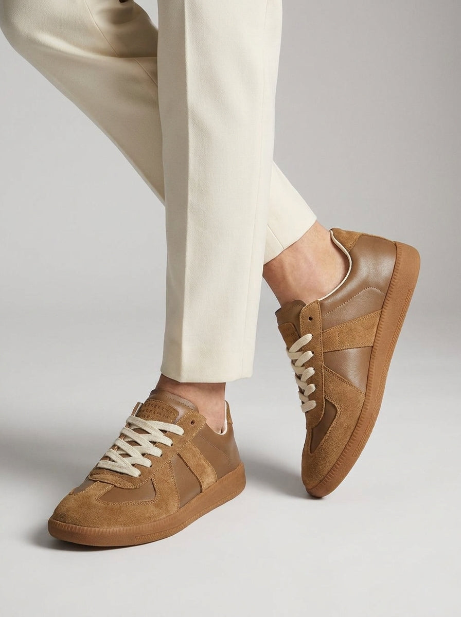 Men's retro panelled lace-up sneakers