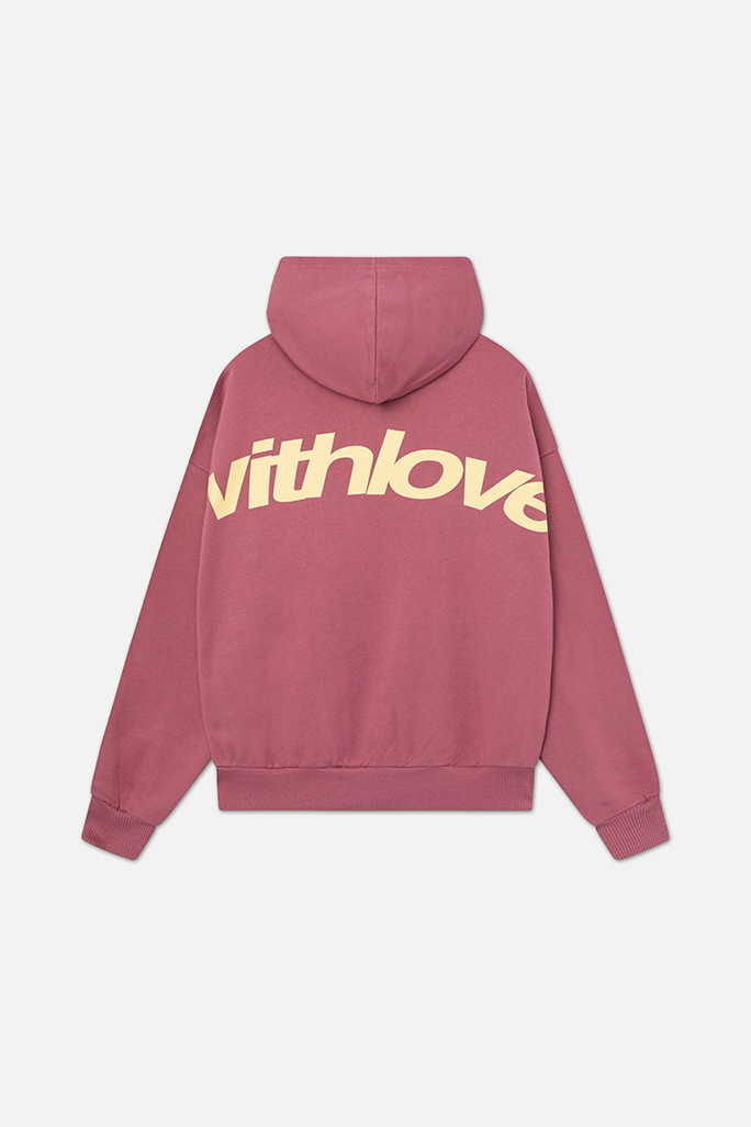 Men's pullover hoodie with hood and large back text graphic