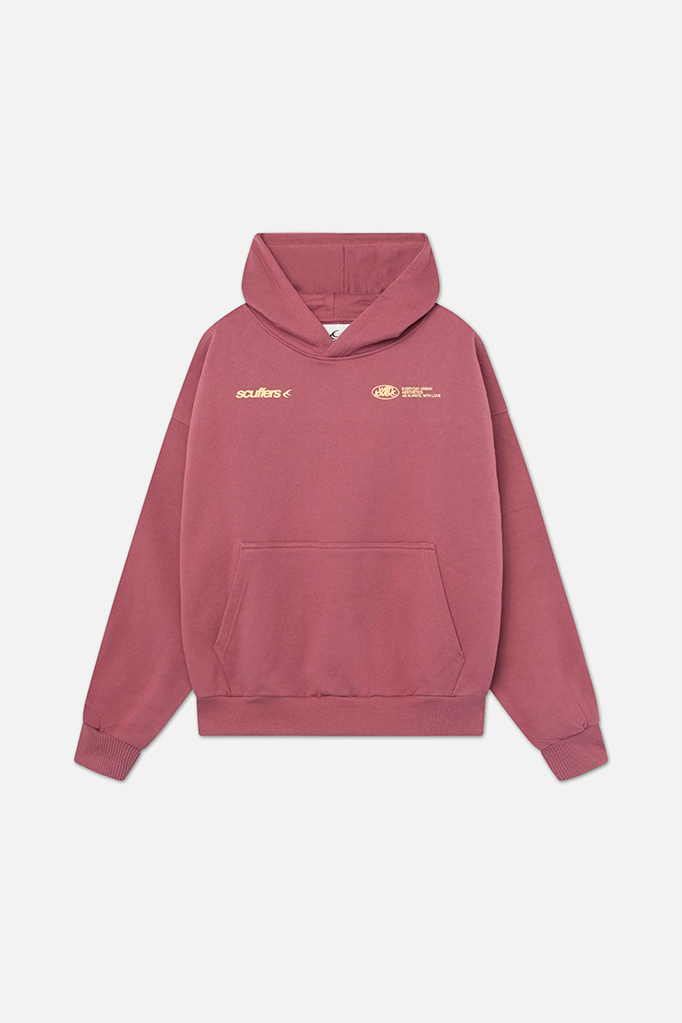 Men's pullover hoodie with hood and large back text graphic