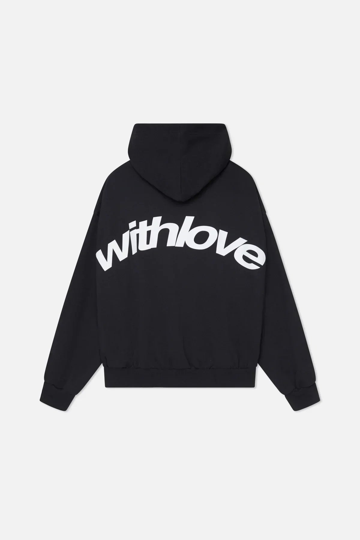 Men's pullover hoodie with hood and large back text graphic