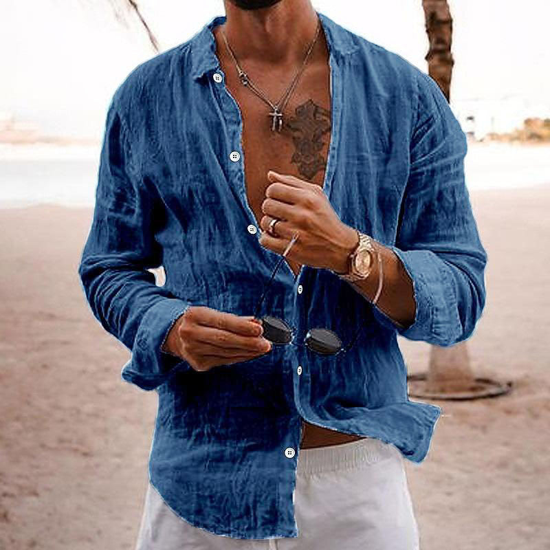 Men's Casual Shirt, Crinkle Weave, Long Sleeve, Open Collar