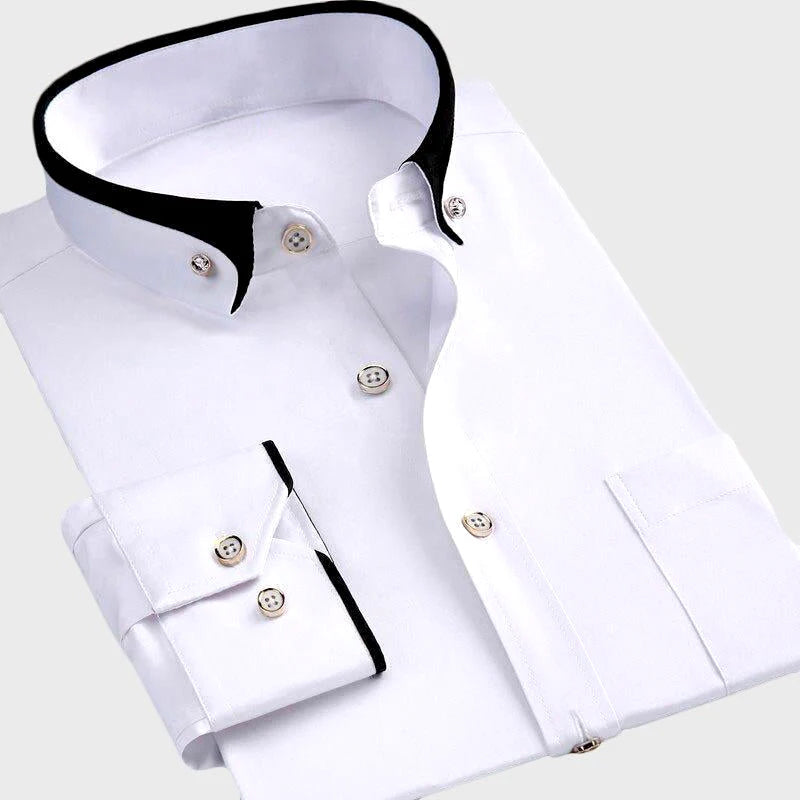 Men's shirt with contrast collar and button cuffs