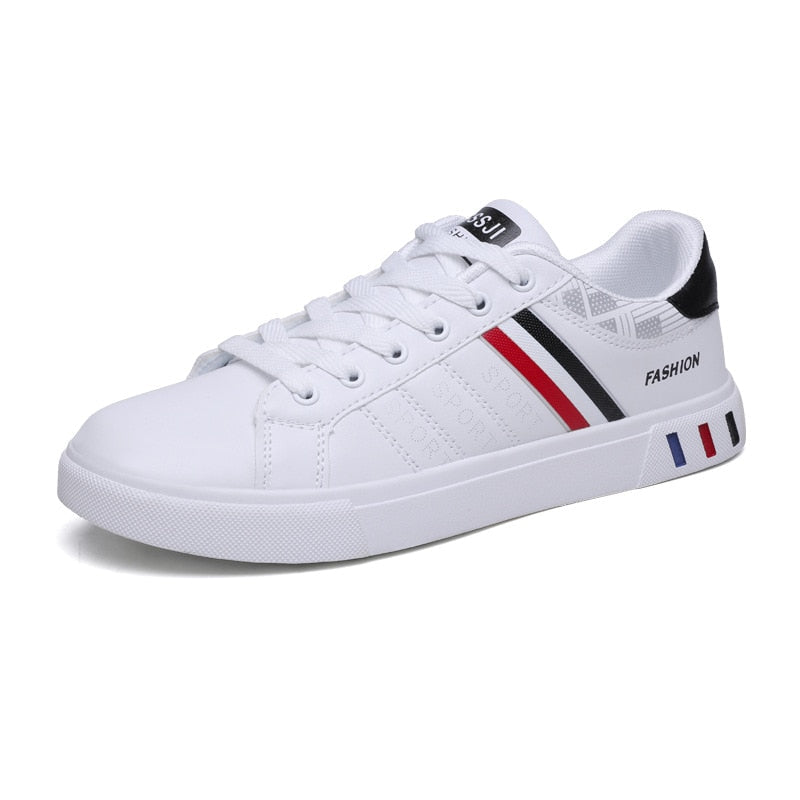 Men's low-profile lace-up sneakers with contrast side stripes