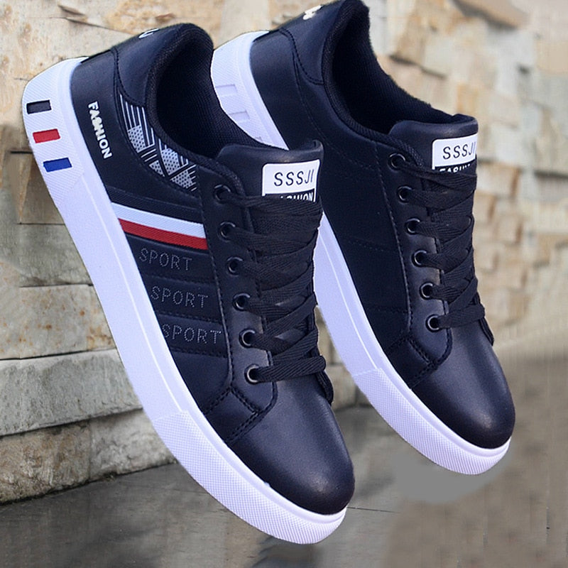 Men's low-profile lace-up sneakers with contrast side stripes