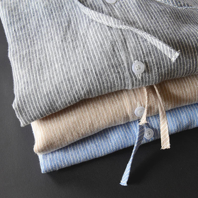Men's Long Sleeve Linen Blend Hooded Shirt, Button-Front Casual Overshirt with Drawstring Hood