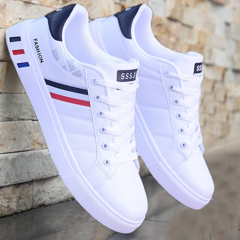Men's low-profile lace-up sneakers with contrast side stripes