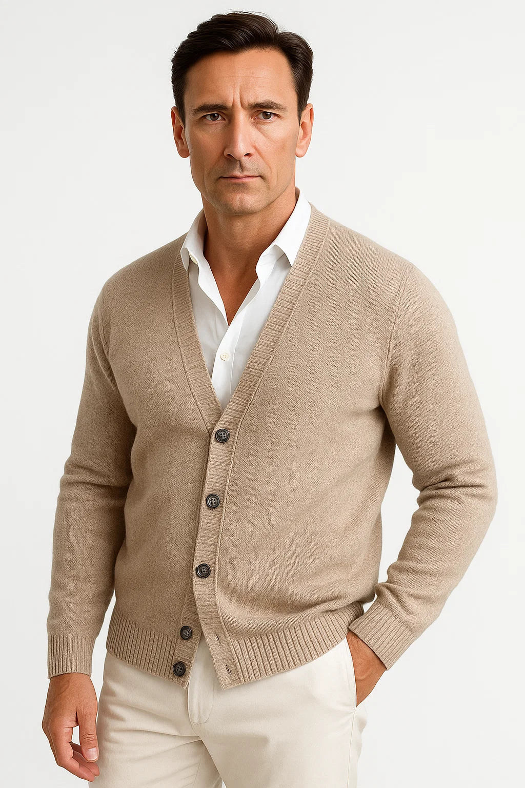 Men's Merino Wool V-Neck Cardigan