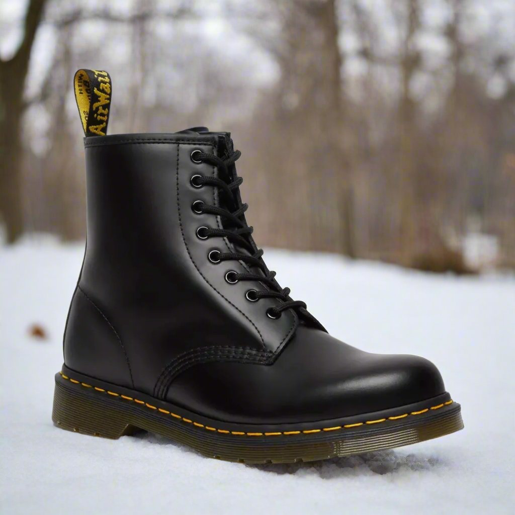 Men's ankle-height combat boots with lace-up front and chunky sole