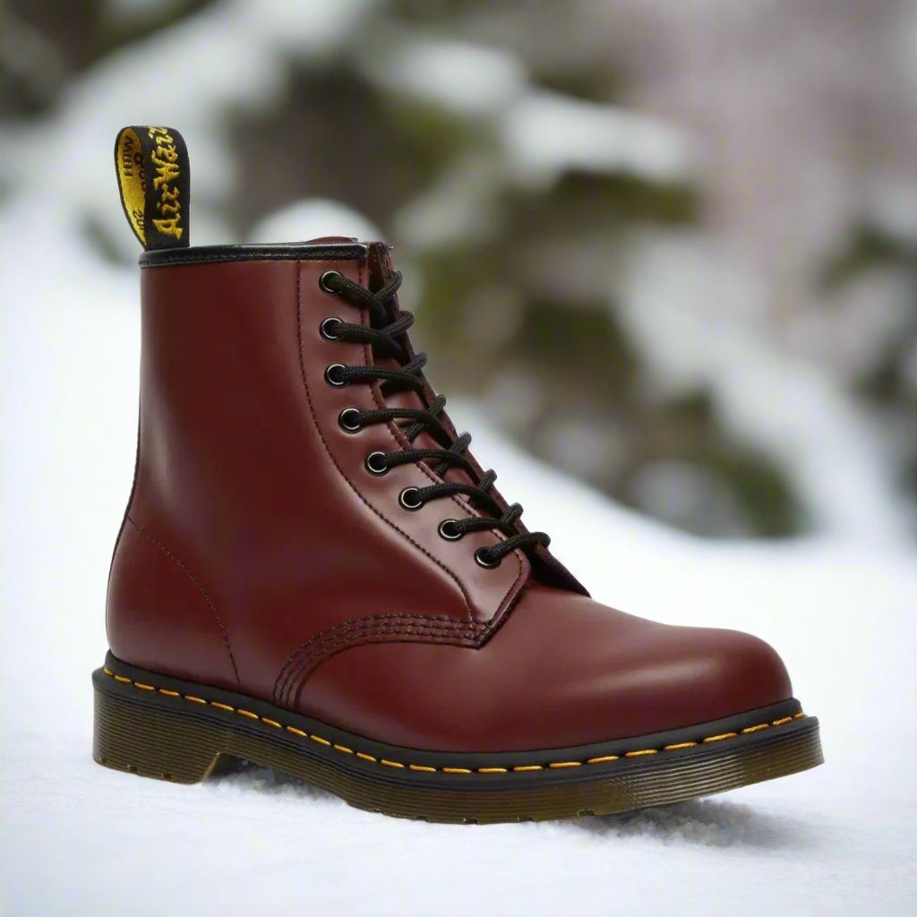 Men's ankle-height combat boots with lace-up front and chunky sole