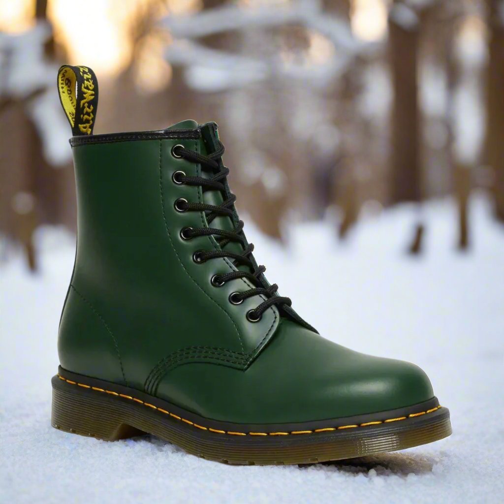 Men's ankle-height combat boots with lace-up front and chunky sole