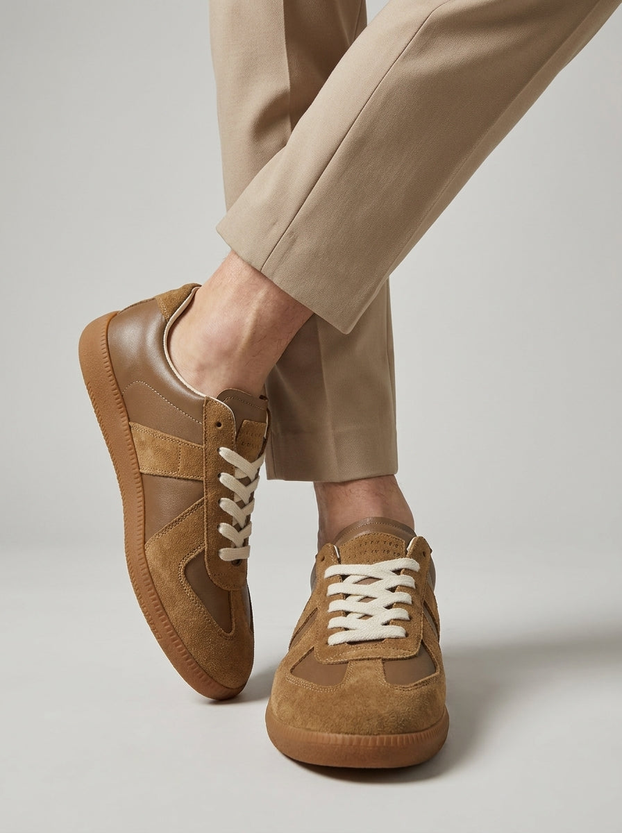 Men's retro panelled lace-up sneakers